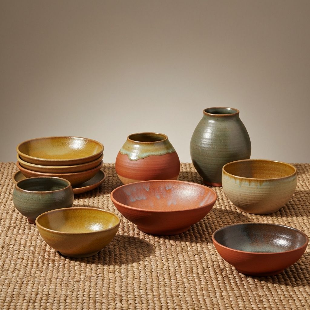 Handmade Ceramic Pottery Set - 12 Pieces